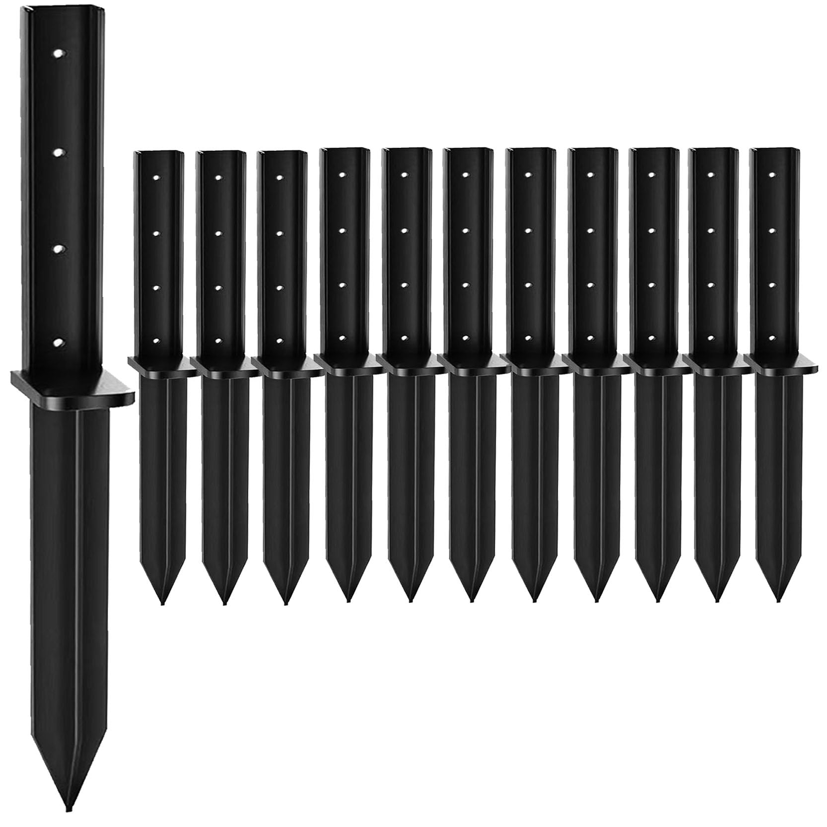 GOUZIBHD Fence Post Repair Fence Post Anchor Ground Stakes Post Anchor Ground Spike Fence Post Anchor Ground Spike for Repair Tilted Broken Wood Fence Post with Install Accessories(Color:12pack)
