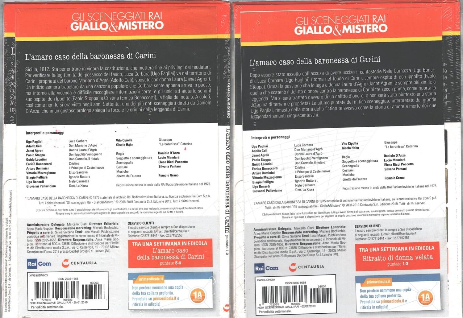 L'amaro caso della baronessa di Carini - Miniserie TV Completa DVD RAI (Episodi 1-4) (2 DVD) Sceneggiati Rai Giallo & Mistero - Versione da edicola DVD in Italiano