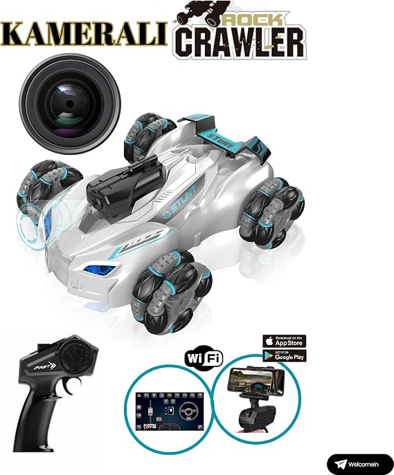 Toy 2.4GHz Full Function 1080P HD Camera with Remote Control Connectable to Phone 4x4 Acrobat Car (White)