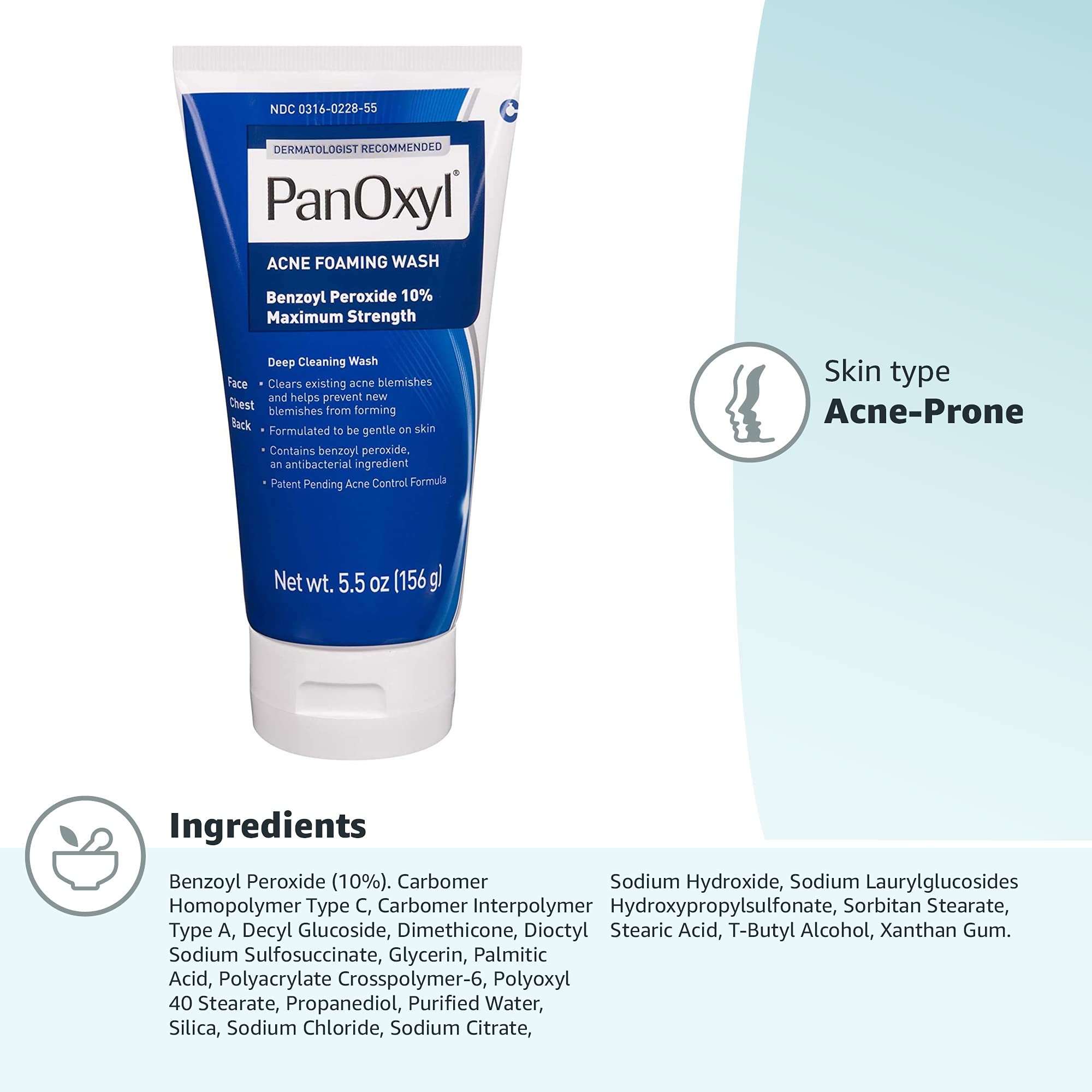 PanOxyl Acne Foaming Wash Benzoyl Peroxide 10 Maximum Strength