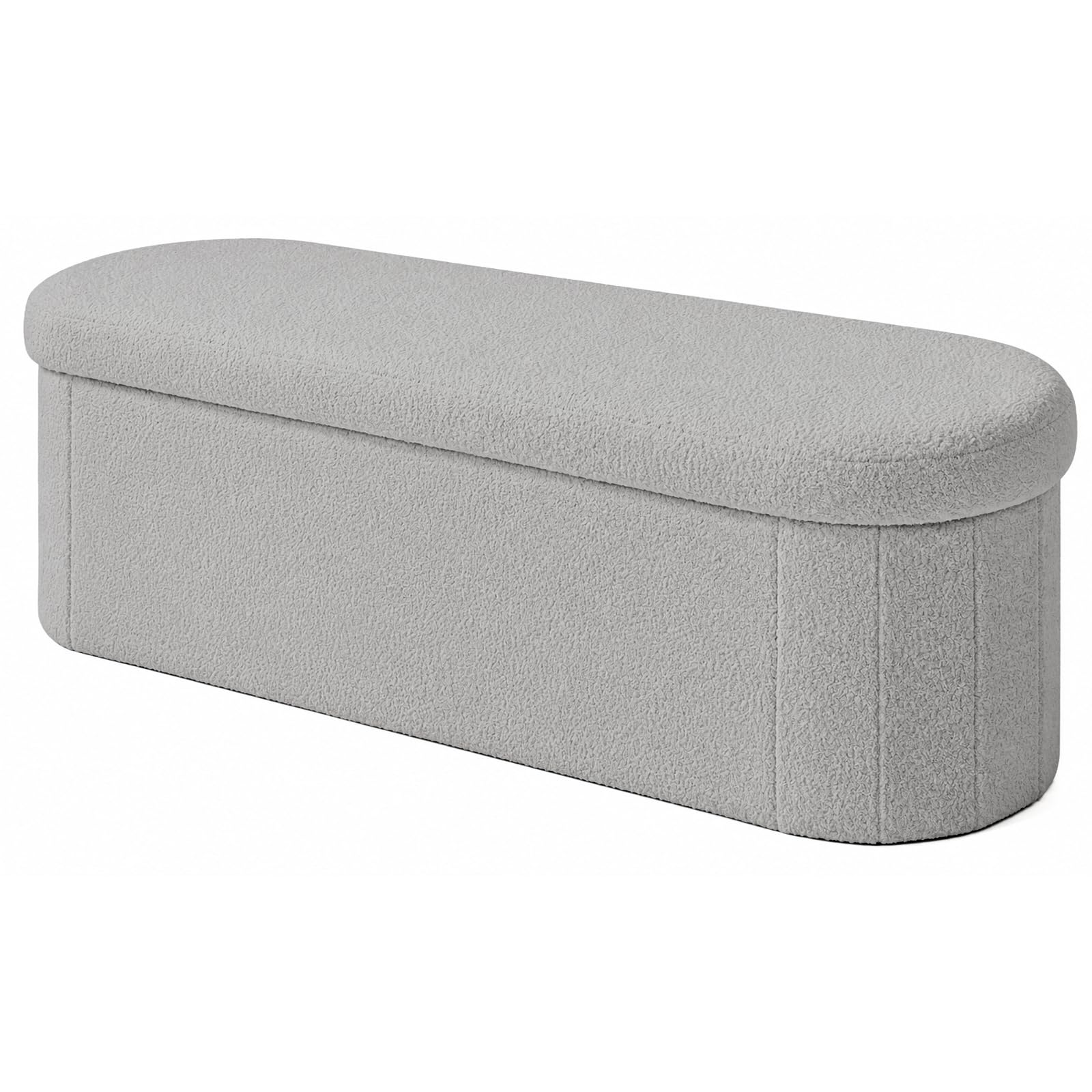 CROWNSHOP Ottoman Storage Bench Footrest Stool Seat Toy Chest Storage Box Folding with Lid Long Shoes Bench Footstool Suitable for Living Room Grey 110 * 38 * 38 CM