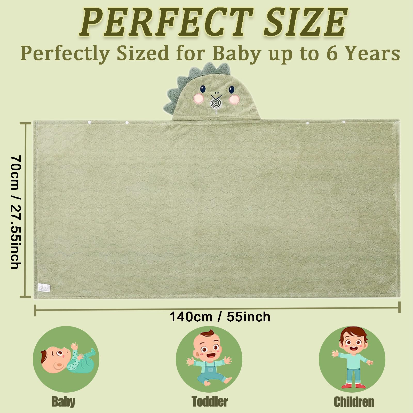 Toallas con capucha para niños y niñas de 0 a 6 años, paquete de 2 toallas de baño con capucha para niños de 27.5 x 55 pulgadas, ultra absorbentes, suaves, gruesas, toalla de baño para bebé,