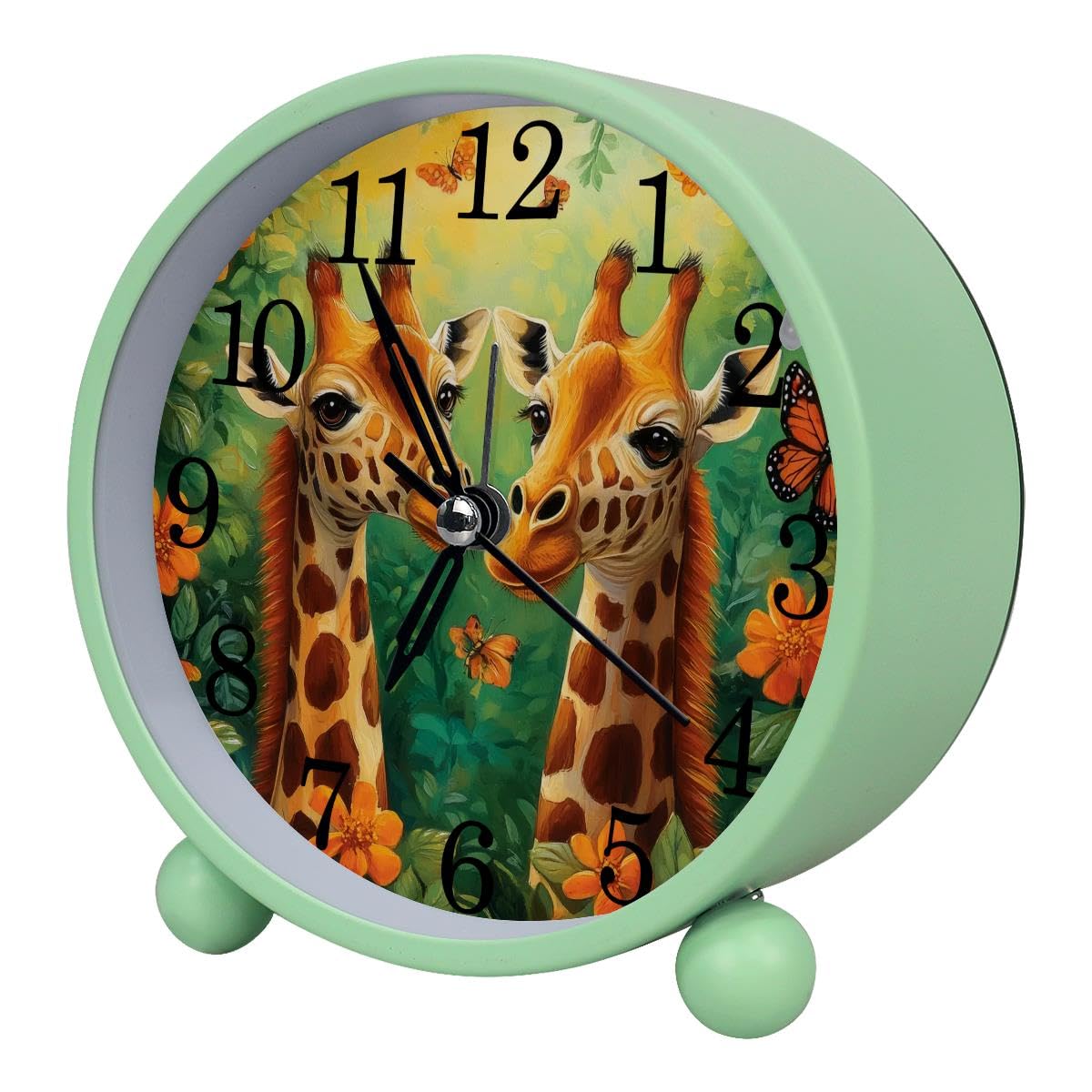 Luoweisi Alarm Clock Giraffes Jungle, Silent Non-Ticking with Night Light