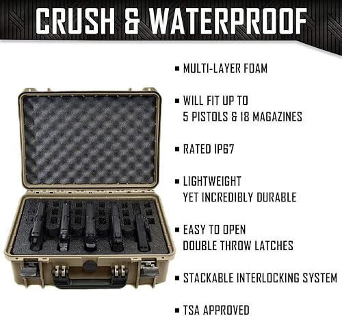 Vista 15 de Estuche para pistola Doro para 5 pistolas 18 con inserto de espuma MyCaseBuilder personalizado, impermeable, resistente, armas de fuego tácticas