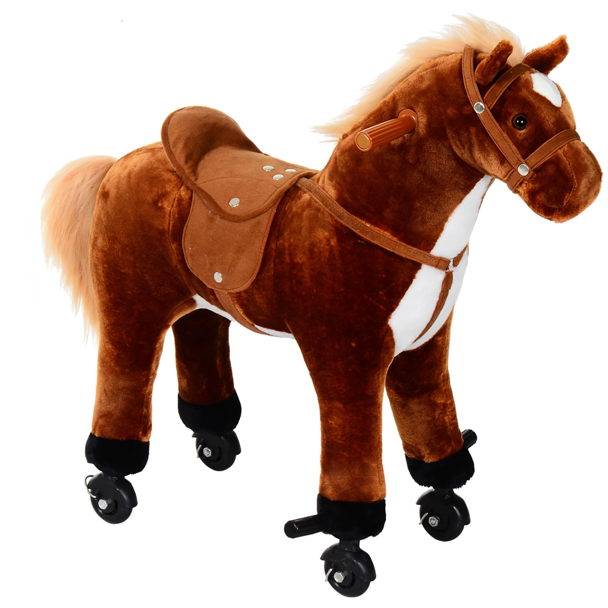 HOMCOM Cheval à Monter pour Enfant Sons Réalistes 24+ Mois 75 cm Marron