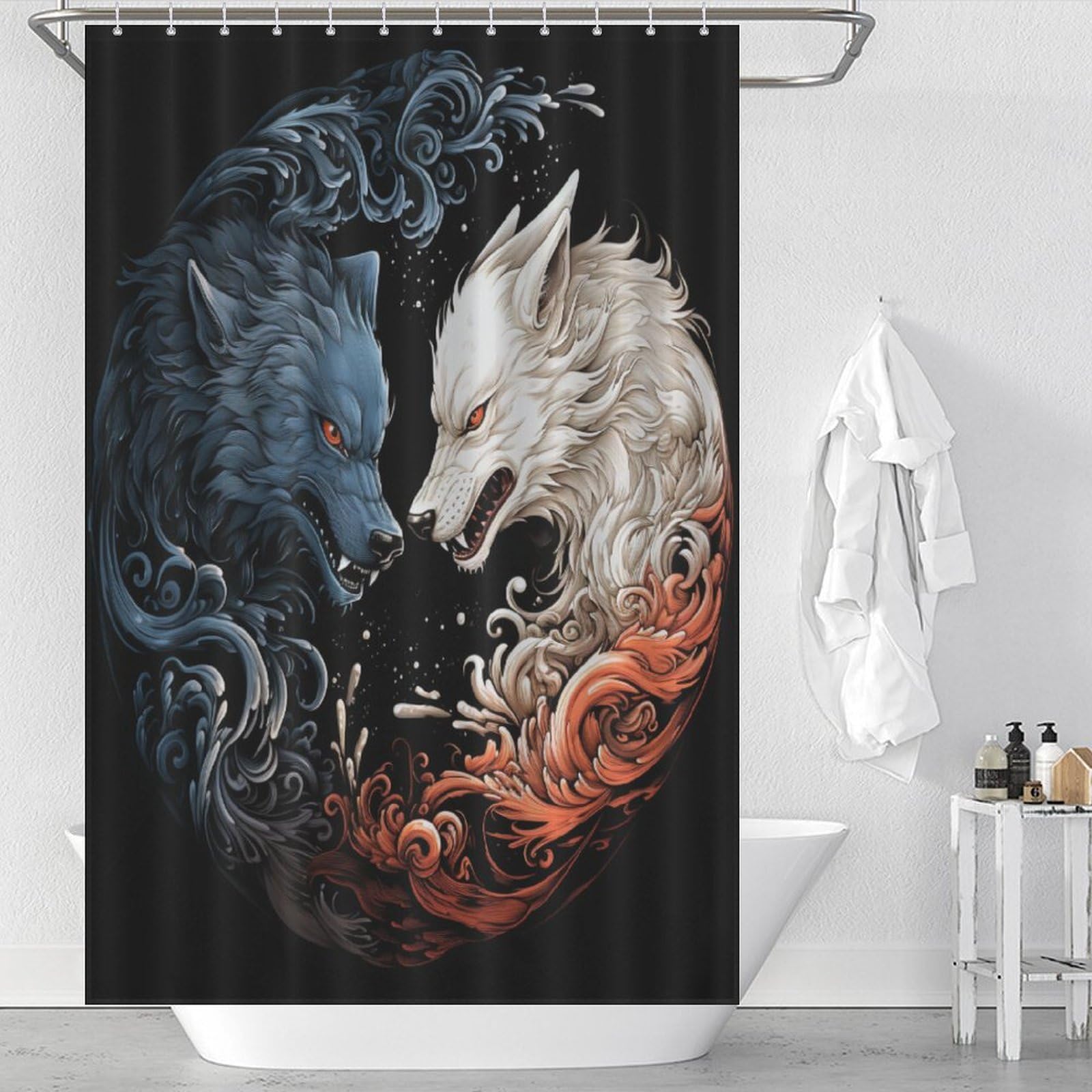 Rideau de douche loup anti-éclaboussure : protégez votre sol avec ce tissu étanche
