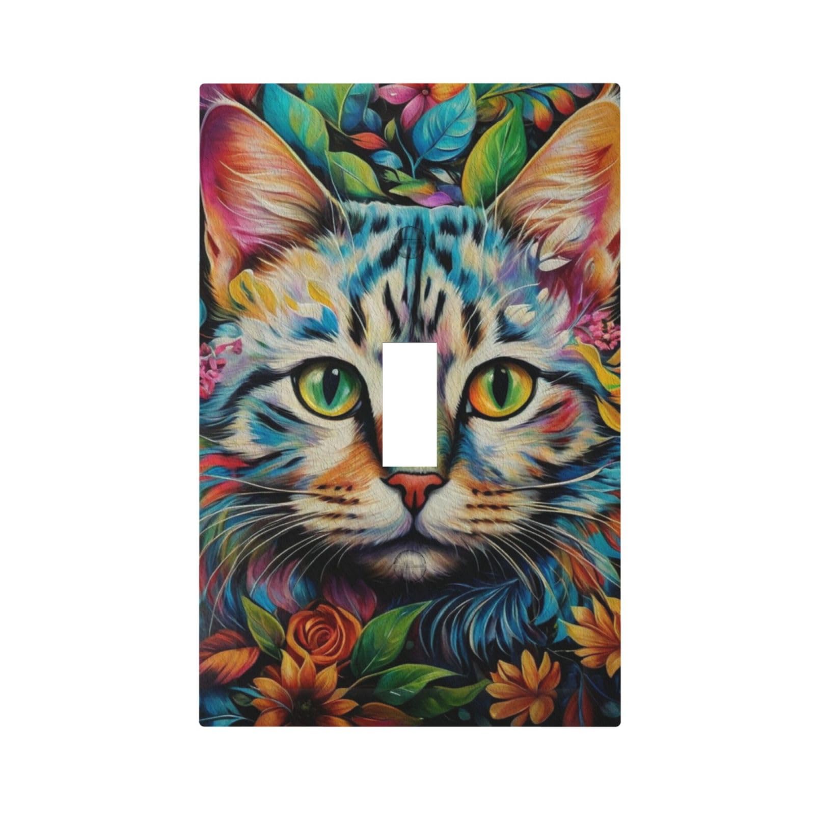 ROUGUI Cut Colorful Cartoon Cat 1 Gang Light Switch Covers Single Toggle Wall Plate Decorative Switchcover Electrical Switchplate for Farmhouse Living