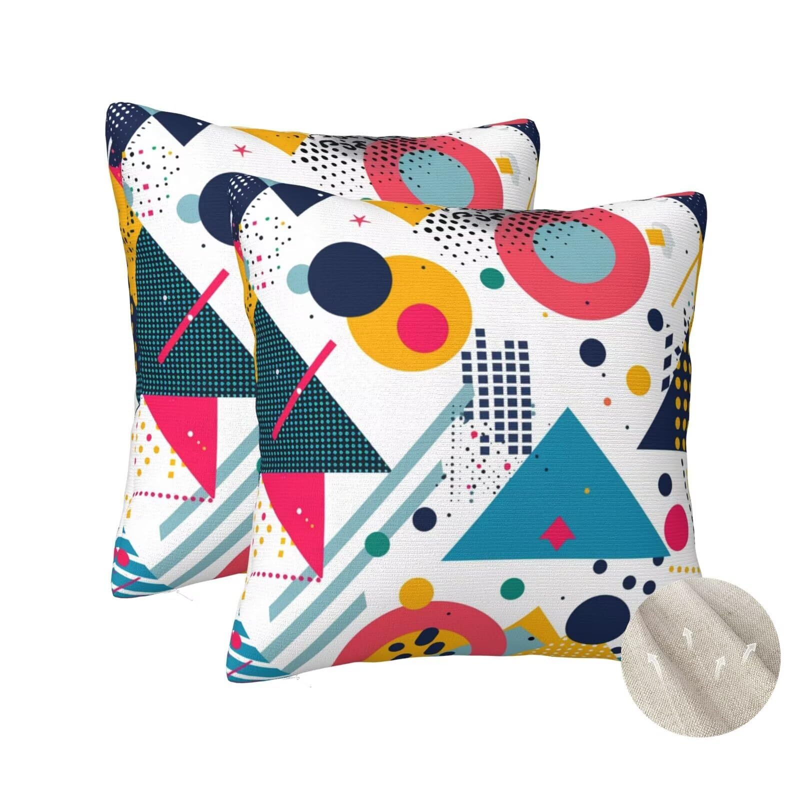 Housses de coussin géométrique 70x70 cm : lot de 2 taies décoratives au fini vintage raffiné