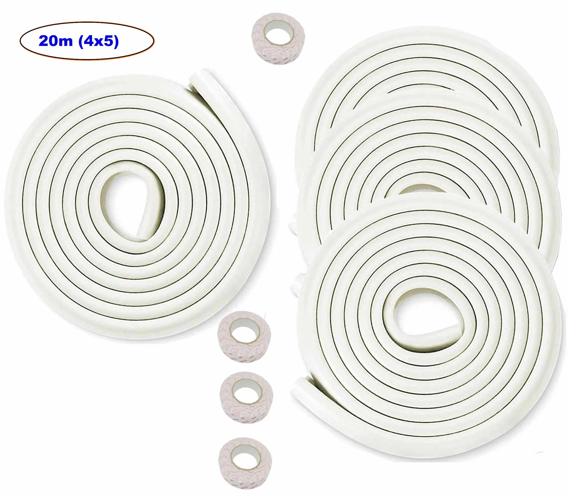20M Protezione Bordi L-Forma Protezioni Antispigolo in Schiuma Sicurezza dei Vostri Bambini, Striscia Paraspigolo Spigolo, Extra Spesso Bordi Protezione, 4x5m, Off-Bianco KXD7000 Off-White