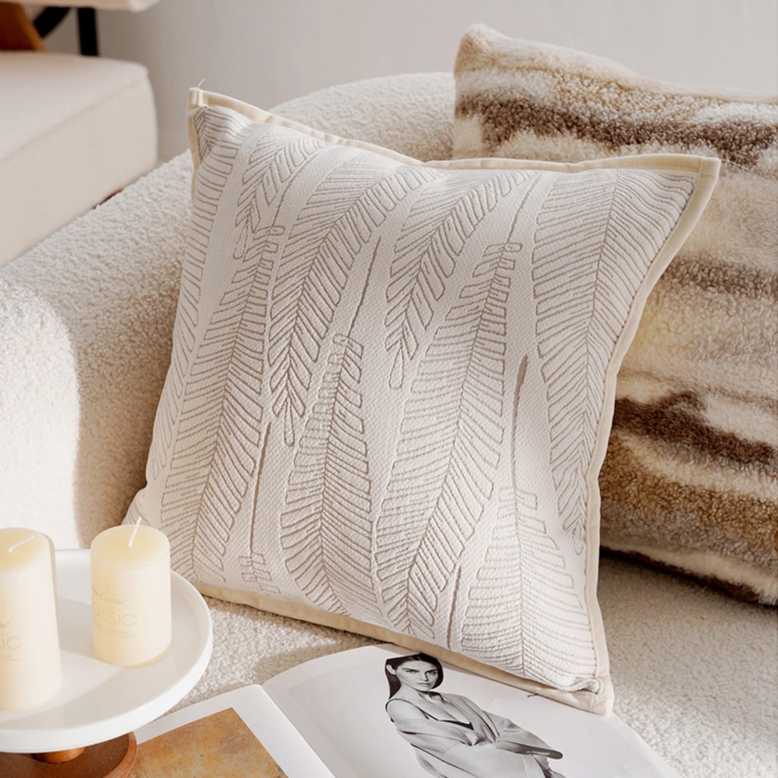 Housse de coussin patchwork chenille 45x45cm contre la déco de salon terne