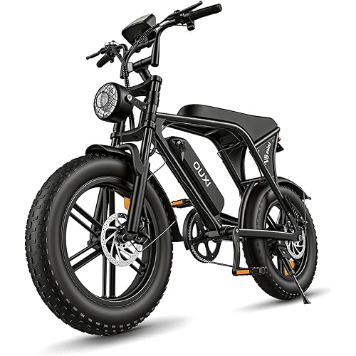 OUXI V8 Series Electric Bike for Adults, Ebike Peak 500W/1000W, 20/31 MPH, 10.4/15/30 AH Removable Battery, 16''/20" Fat Tire Electric Bike, 7-Speed Gear Electric Bicycles, Dual Disc Brakes
