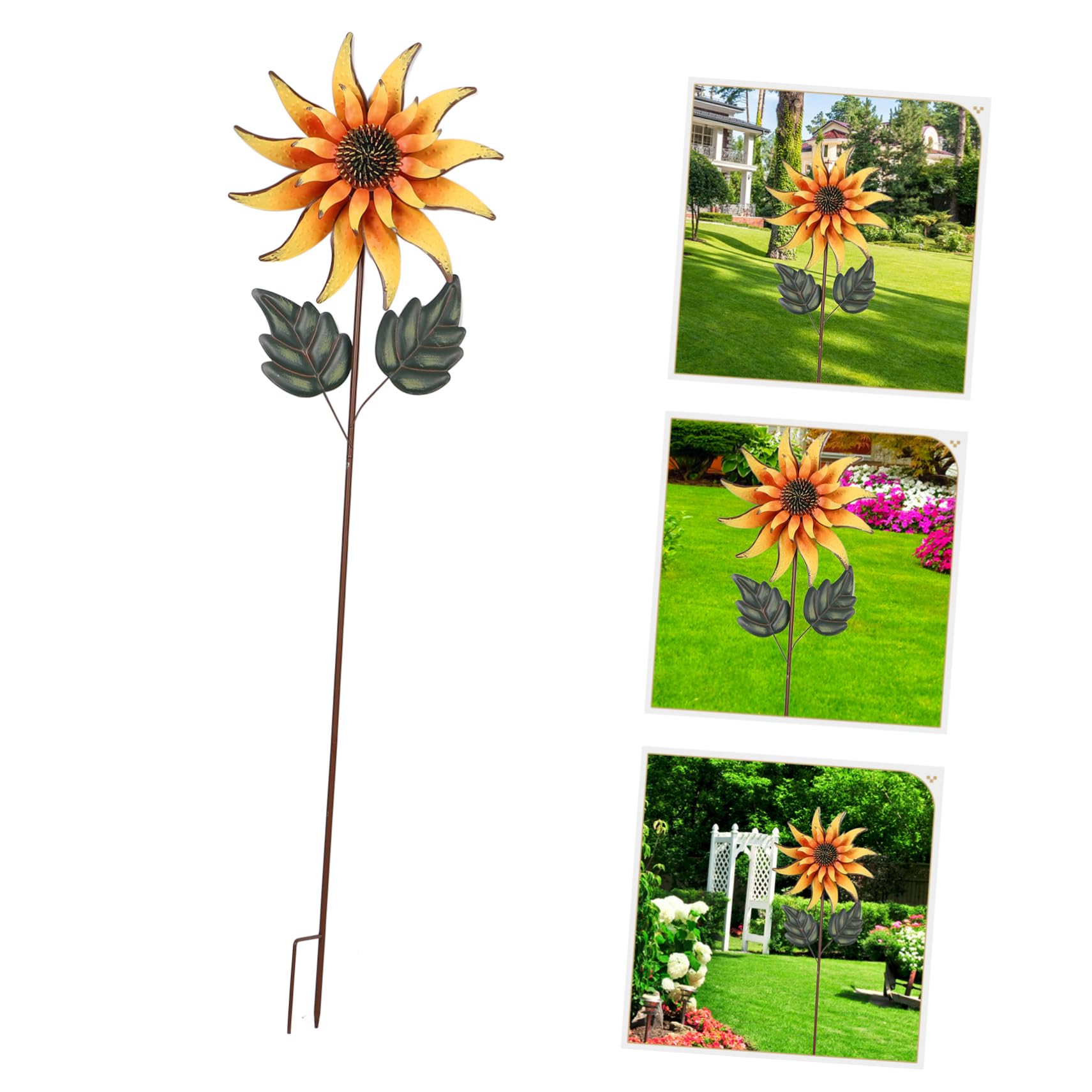 UKCOCO Piquet Décoratif Éolienne de Tournesol pour Jardin Décoration Extérieure Durable Installation Facile pour Extérieurs
