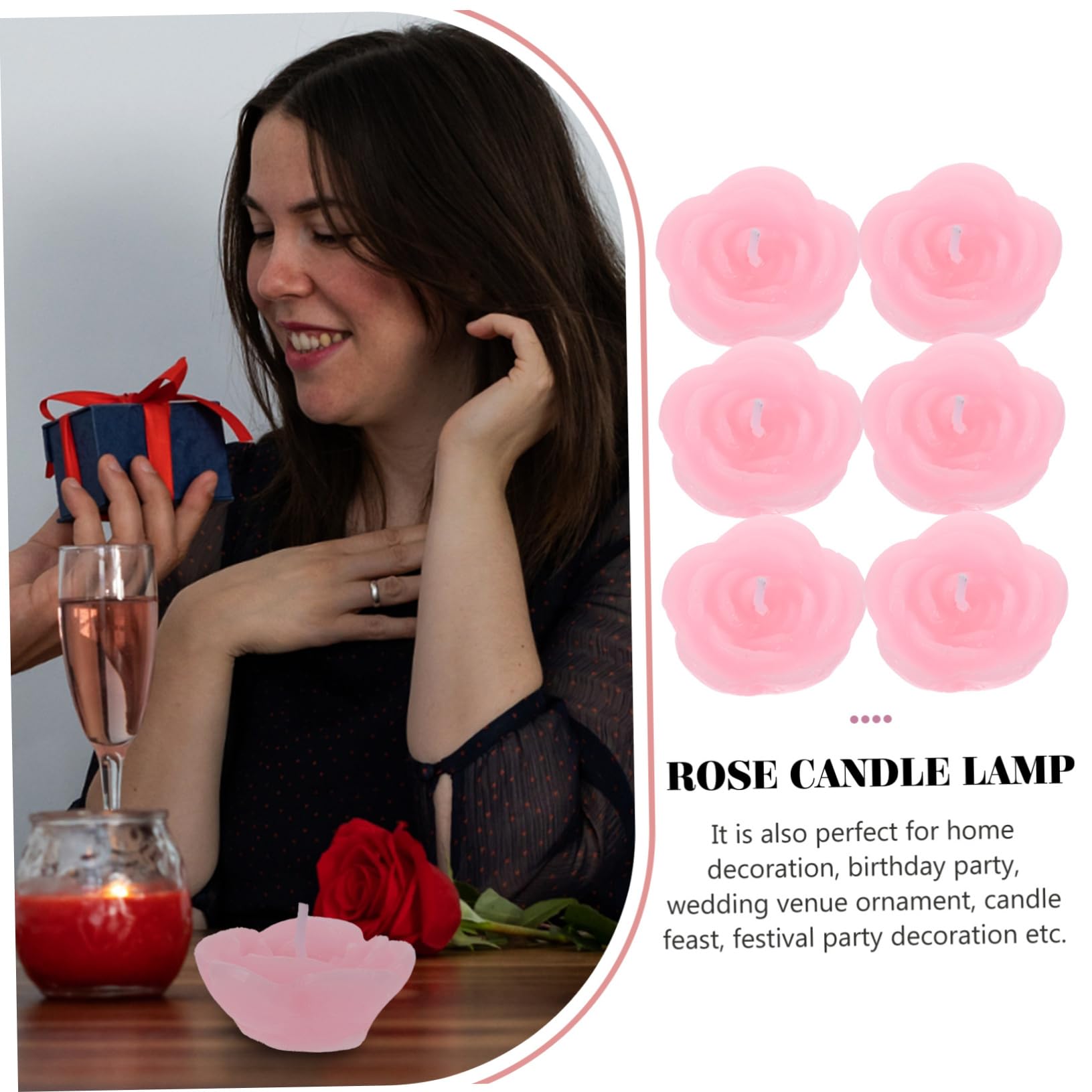 LABRIMP 12pezzi Candele Galleggianti Rosa Decorativi Per Cerimonie Feste e Decorazioni Interni Candele Cera Di Paraffina Senza Fumi Neri Per Atmosfere Romantiche e Festive