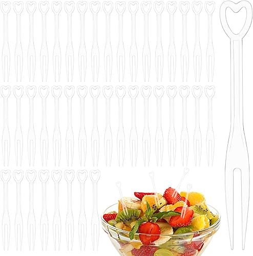 Tenedores de plástico para tartas de frutas, 100 piezas, transparente, en forma de corazón, mini luz, de lujo, tenedor, picas, decoración, pequeño,