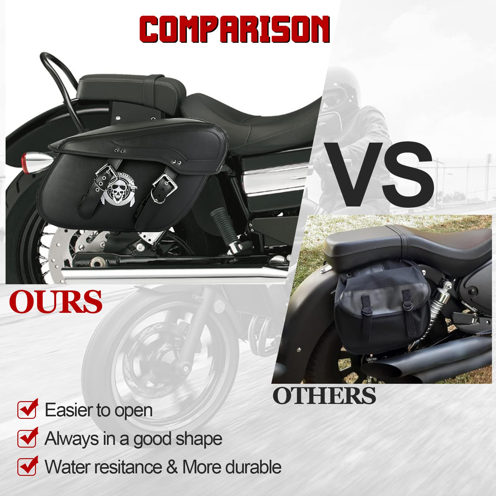 INNOGLOW 2pcs Motorcycle Saddlebags Waterproof Synthetic