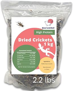 SNOUTANDSHELL Dried Crickets 2.2 lbs (1kg) - 59% Protein Natural Treats for Reptiles, Birds, Geckos, Chickens