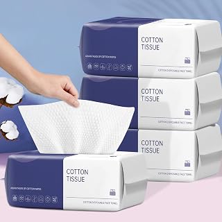 Disposable Face Towel, 400 Count Face Towels, for Washing Soft Cotton Dry Wipes Facial Cloths Towelettes for Washing and Drying, Facial Tissue for Cleansing, Skincare and Makeup Remover