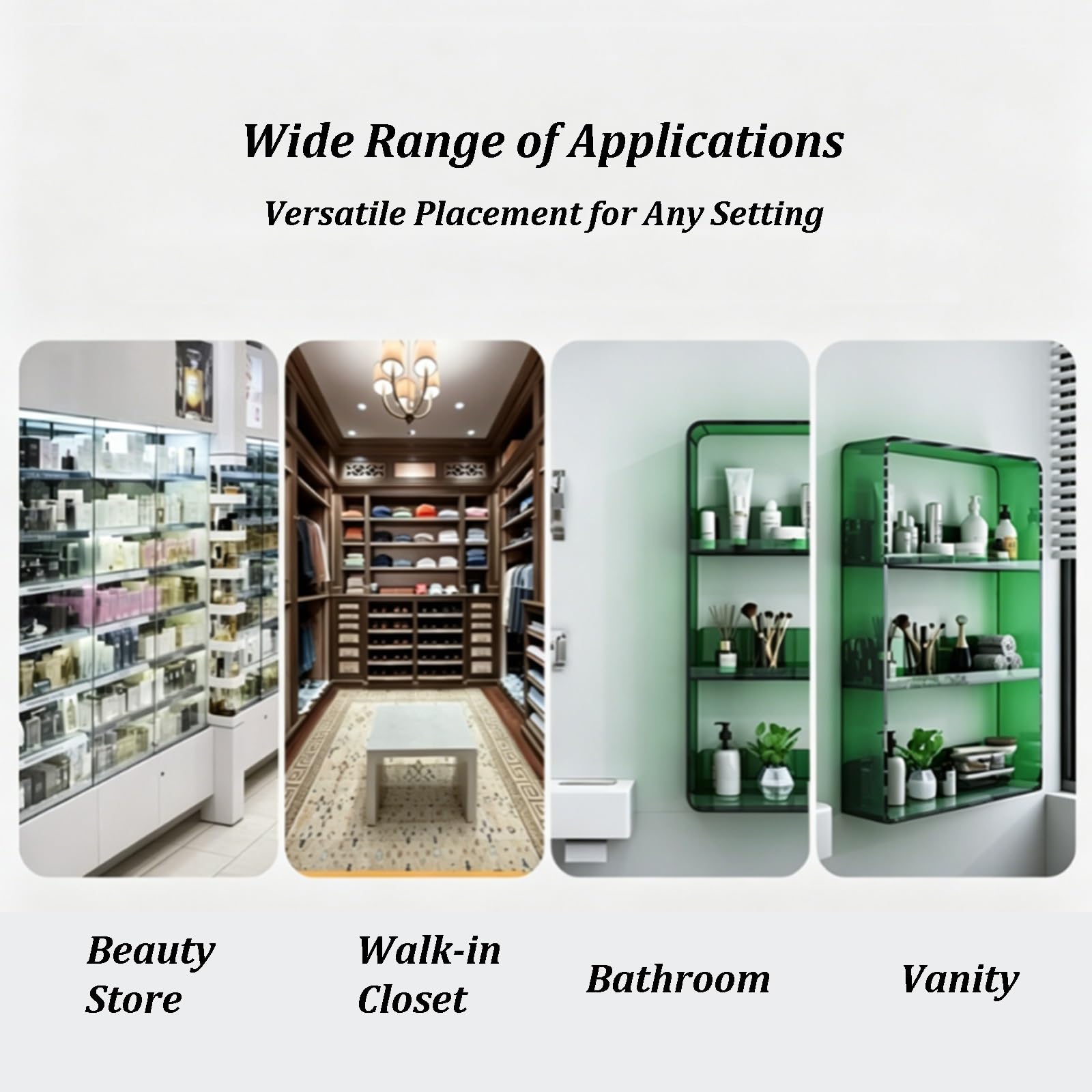 Estante De Almacenamiento Acrílico De Montaje En Pared, Repisas Flotantes De 3 Niveles, Organizador De Maquillaje Compacto para Dormitorio, Baño, Cocina Y Decoración(Transparent)