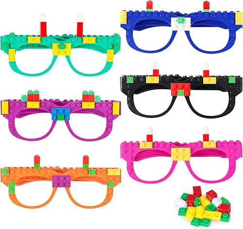 Hxezoc 12 piezas de ladrillos de construcción DIY gafas bloques de construcción juegos para niños Bloque de construcción creativo suministros de