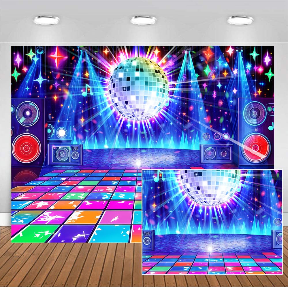 Fondo Disco Retro Glow para Fiesta 7x5ft miniatura 2