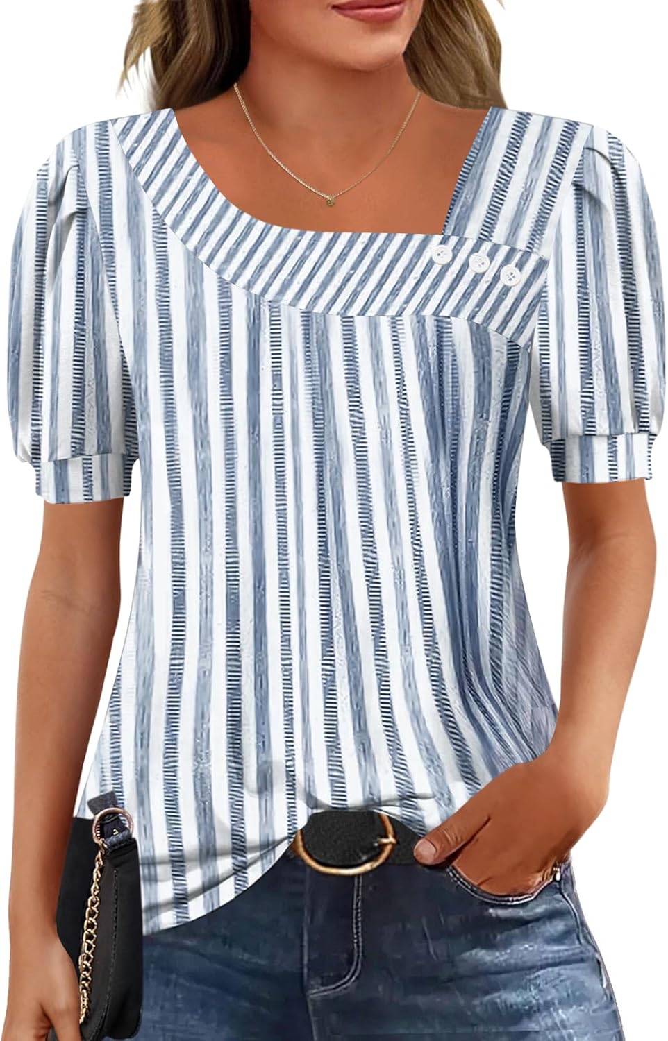 Lomon Womens Short Sleeve T Shirts Asymmetrical Neck Tops Business Blouses for Women Fashion 2026