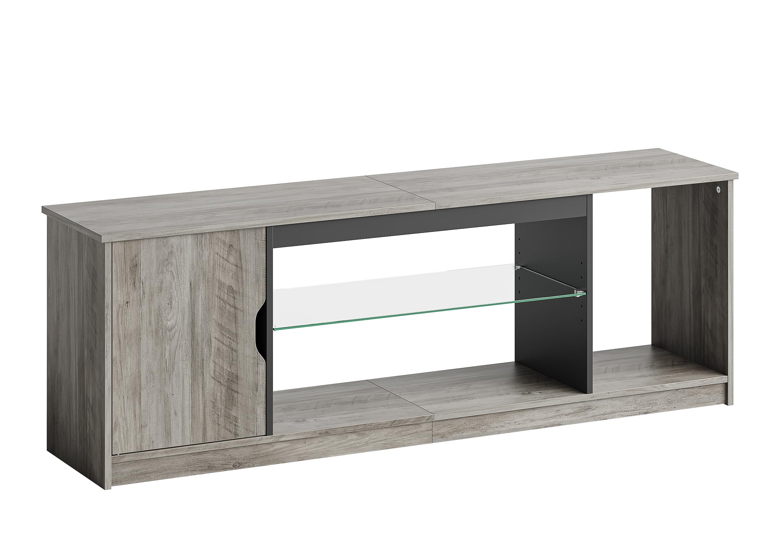 Bestier Support TV LED de 145 cm pour TV de 55/60/65" avec Armoire pour PS5, Moderne, avec étagères en Verre réglables, pour Salon, Chambre à Coucher