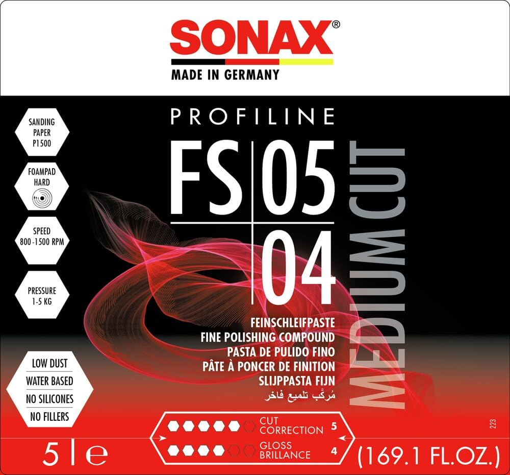 SONAX PROFILINE FS 05-04 (5 litros) abrillantador para eliminar inclusiones de polvo, nieblas de pintura y marcas de esmerilado | N.° 03195000