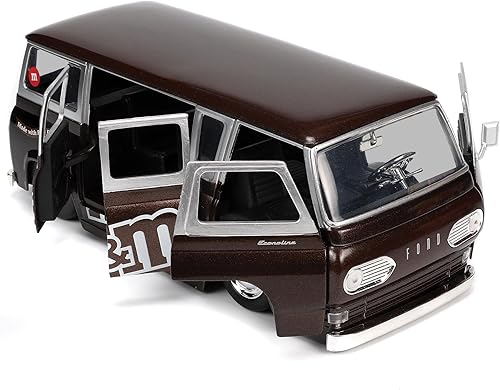 Miniatura 3 de Jada Toys M&M's 1:24 1965 Ford Econoline - Coche fundido a presión con figura roja