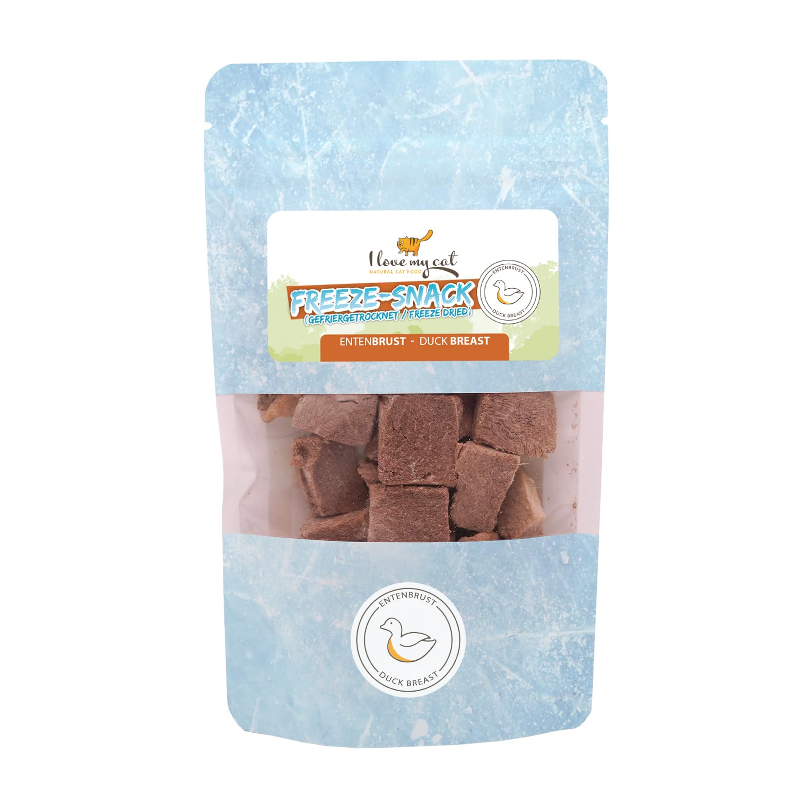 I Love my Cat Freeze-Snack para gatos, pechuga de Pato (liofilizada), 25 g, Snacks saludables para gatos, Libres de aditivos Artificiales