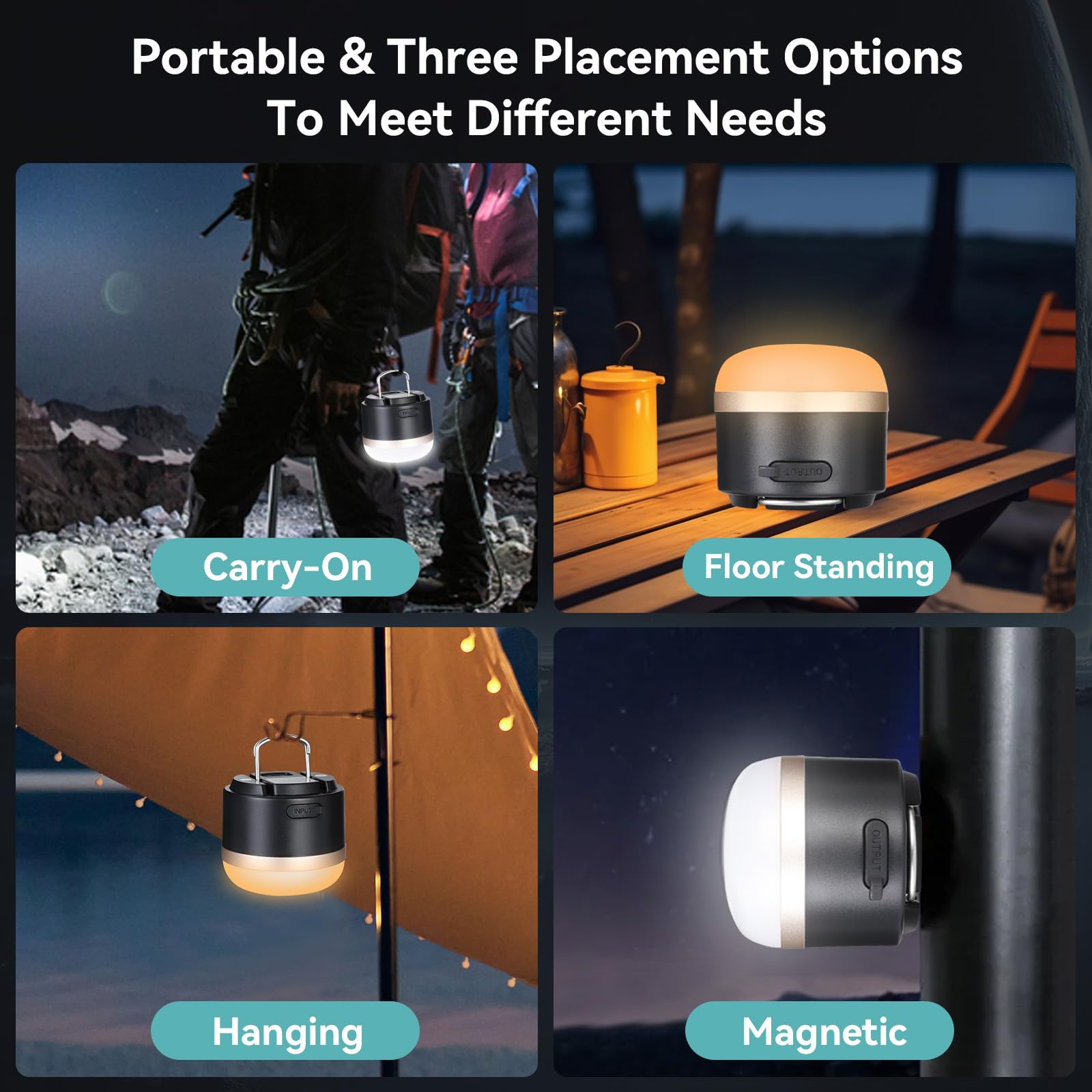 Romon Lampada Campeggio, 3600 mAh Ricaricabile RGB Colorata A Luce Ambiente Sfumata, Impermeabile IP65, Lampada Led Ricaricabile, Adatta Per Lavoro, Campeggio, Pesca, Escursionismo, Emergenza