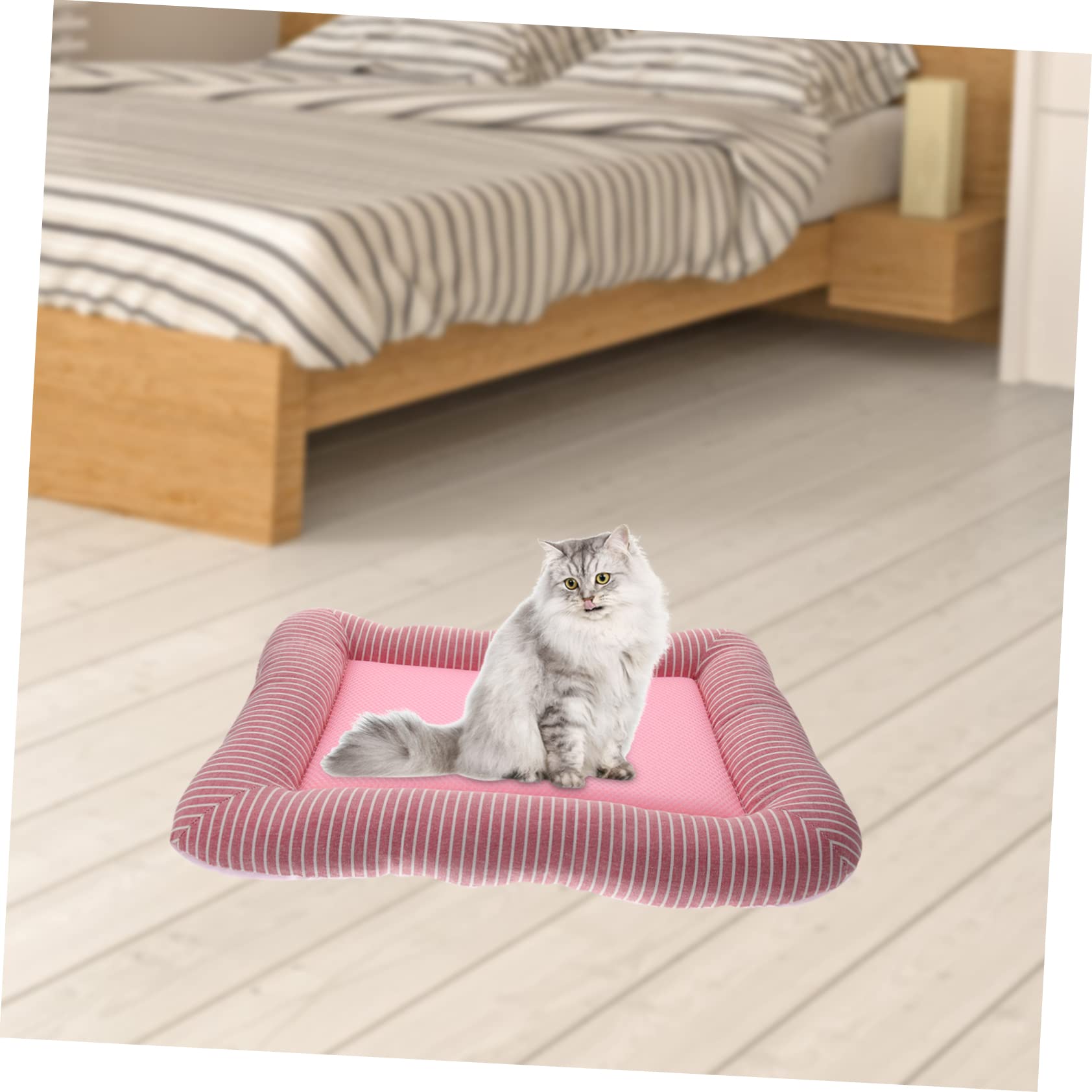 BESPORTBLE Dog Cooling Mat Summer Pet Sleeping Nest Ice Cooling Pad for Dogs and Cats Lightweight and Washable for Hot Weather Striped Design
