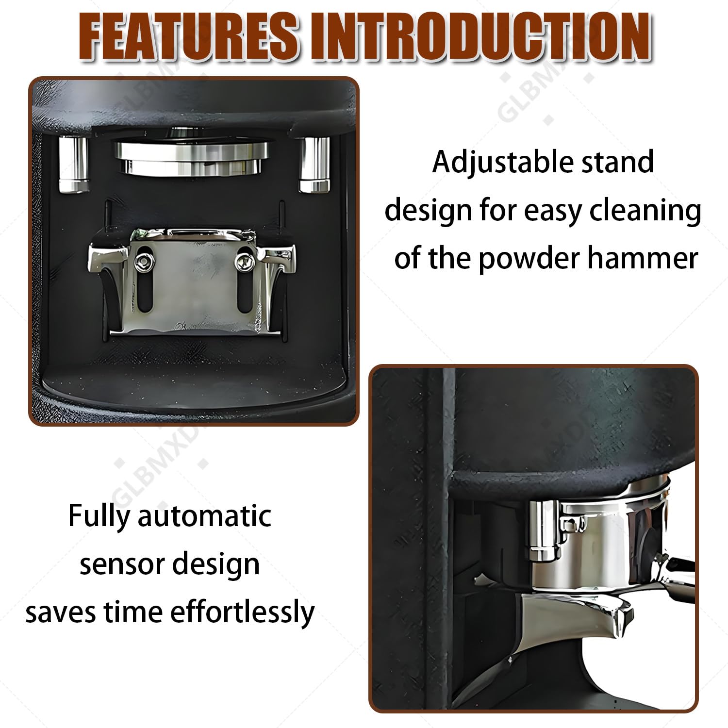 Ubijak do kawy 58 mm, automatyczna elektryczna prasa do kawy ziarnistej espresso, 1-3 cykle ubijania, ciśnienie 5-30 kg, do kawiarni i użytku domowego White-Flat