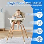 High Chair Footrest Adjustable Height Non-Slip Natural Bamboo Baby Highchair Foot with 4 Rubber Ring 2 Blue Fixing Ring Rest Footstool Compatible with IKEA ANTILOP High Chairs Accessories(Log color,1)
