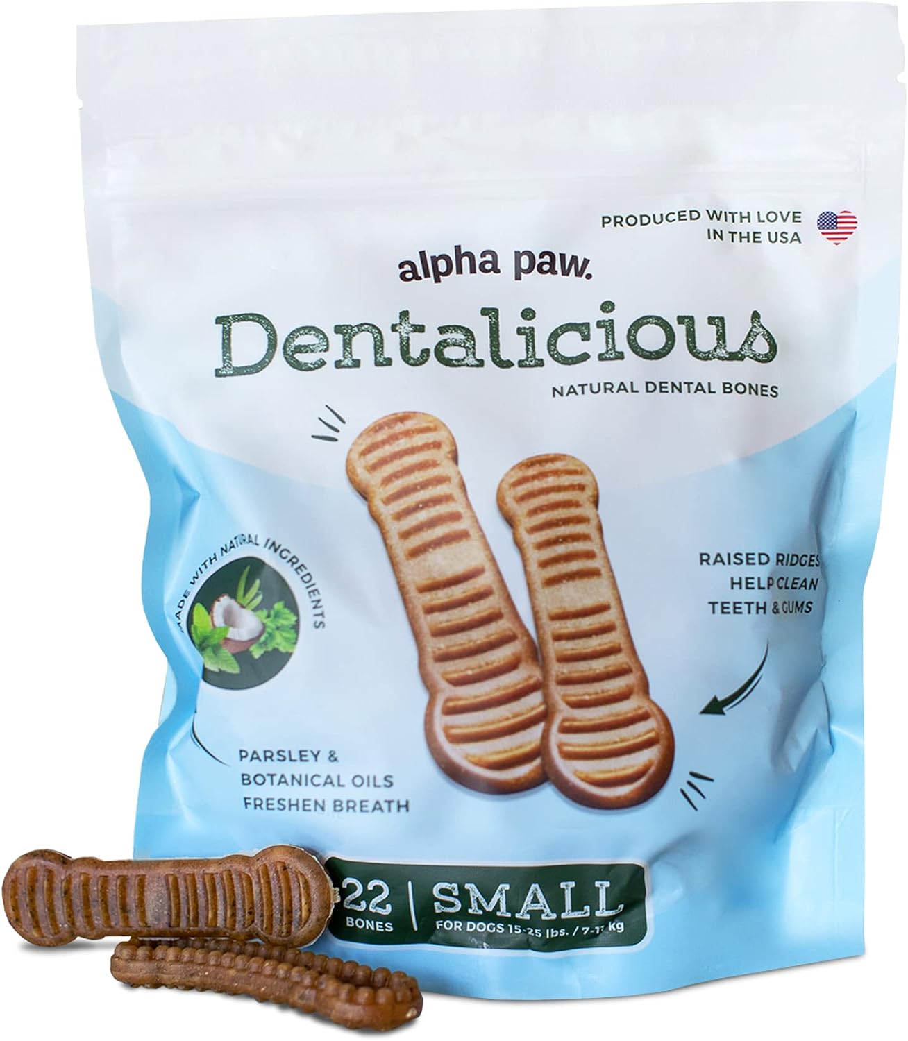 Alpha Paw - High Protein - Teeth Brushing Doggy Dental Chews - Removes Plaque and Tartar - Coconut Oil - Peppermint Oil Freshens Breath…