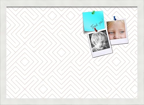 Tablero de anuncios de corcho de 20 x 14 pulgadas. Este tablero decorativo enmarcado viene con diseño de toronja blanca y marco blanco satinado.