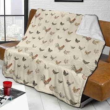 Art Chicken Animal Painting Flannel Fleece Blanket Air-Conditioning Blanket Throw Ultra-Soft Velvet Plush Throw Blanket, 50x40 in
