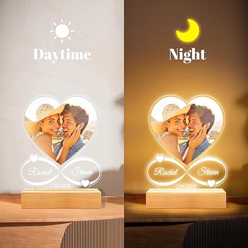 Miniatura 4 de Marcos de fotos personalizados con foto, marco de fotos personalizado con luz nocturna, marco de fotos personalizado, regalo de aniversario