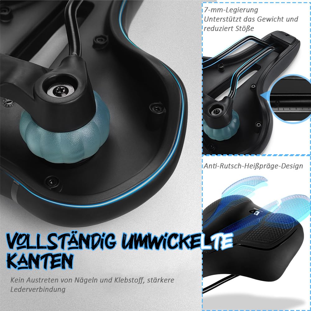 Bike Sattel Premium Universal, 2023 Newest Fahrradsattel Herren Damen Bequem, Mountainbikesättel mit Federung Cityradsättel Memory Schaum für Herren Damen Kinder