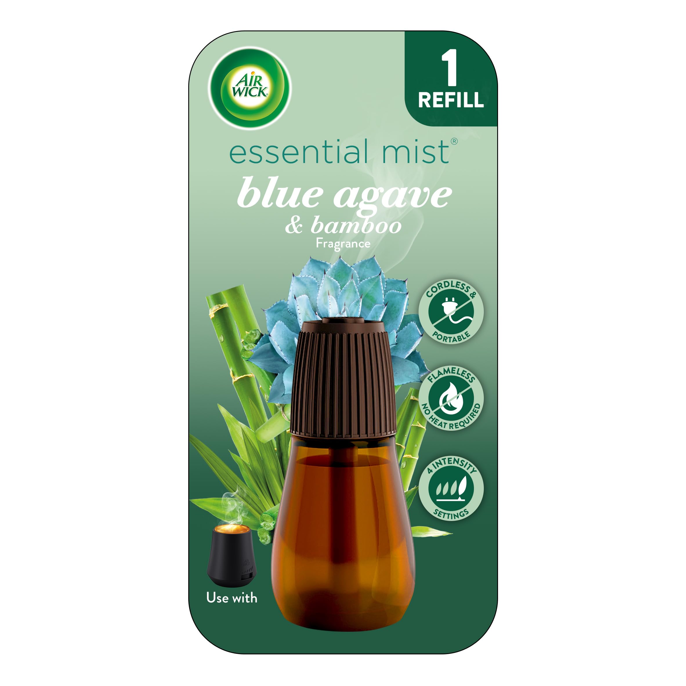 Air Wick Essential Mist Refill, 1 ct, Blue Agave and Bamboo, Essential Oils Diffuser, Air Freshener