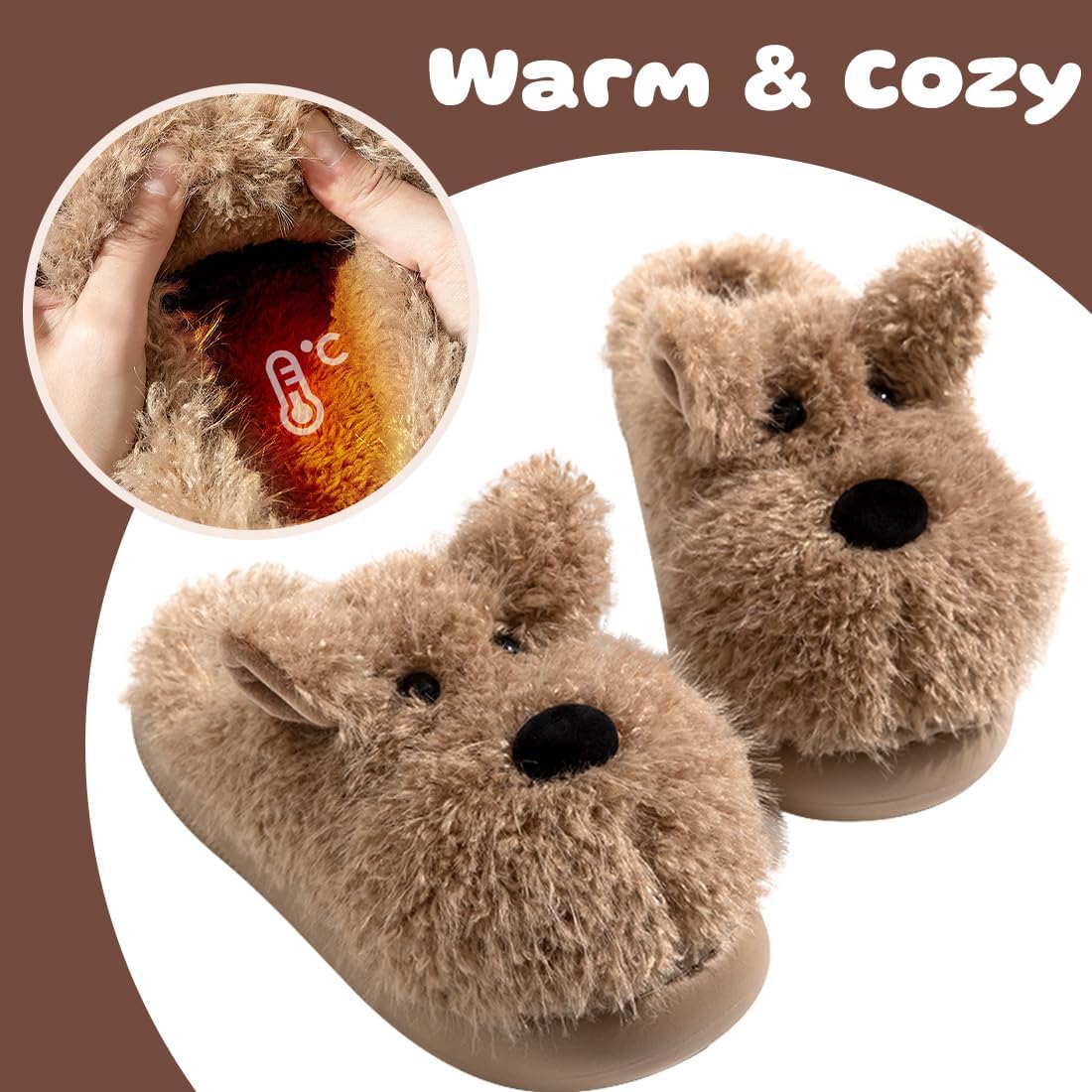 Drecage Big Kids Slippers for Boys Girls Winter Warm Cute Dog House Shoes Fuzzy Fun Cartoon Indoor Bedroom Footwear - Image 2