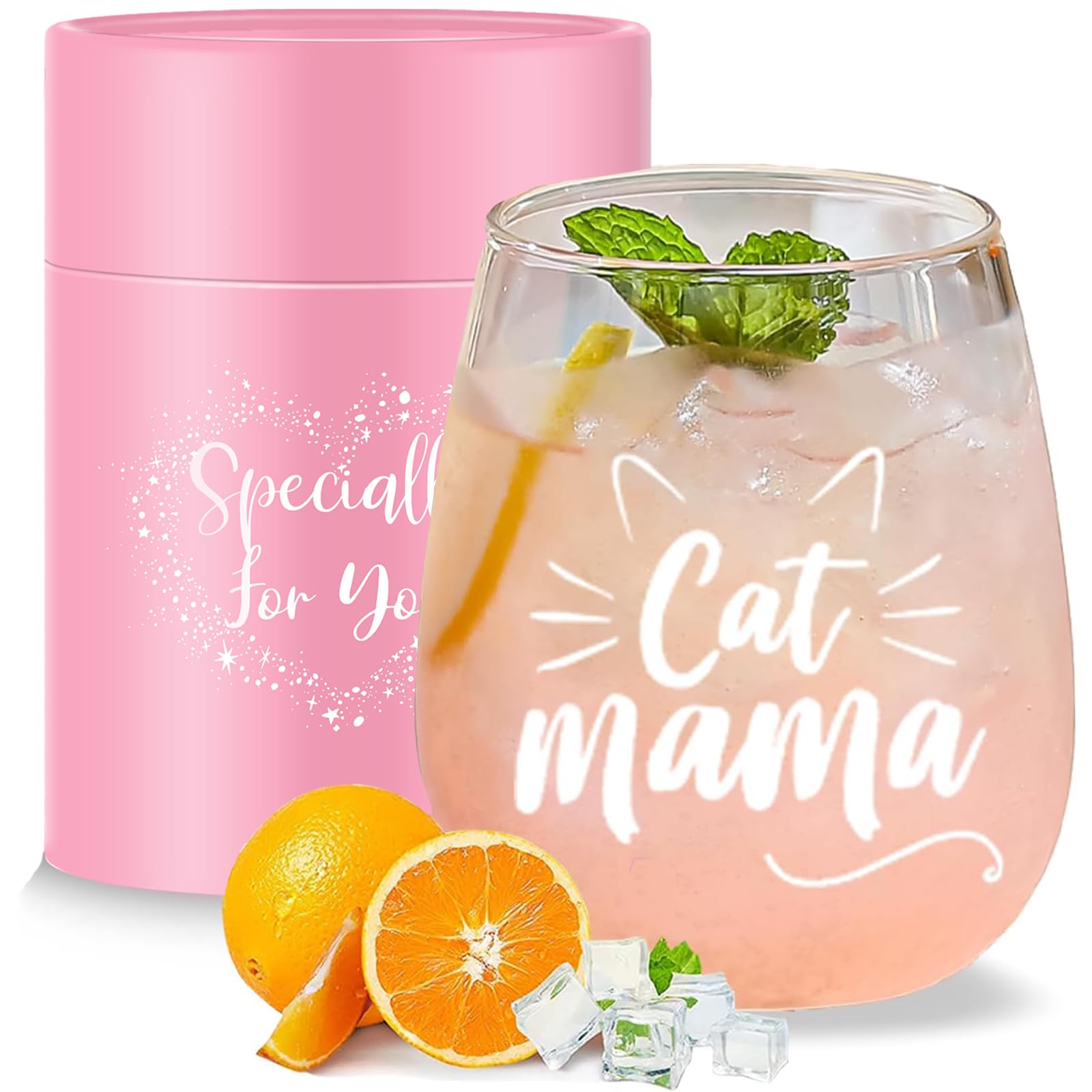 Yalucky Mug Cat Mum Wine Glass Gift Mum Mother's Day Original Birthday Gift Woman (Moman de Chat) Cat Mama