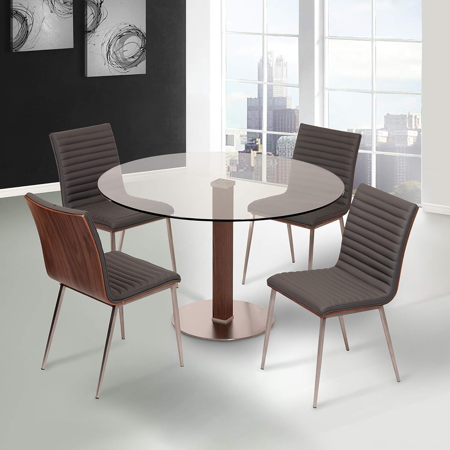 Gеt Sресіаl Prісе Armen Living Café Dining Chair Brushed, Gray Kitchen & Dining ChairBrushed Stainless Steel, Walnut back Kitch, 33.5 x 17 x 22 Bеѕt Cуbеr Dеаlѕ 🔥 Armen Living Café Dining Chair Brushed, Gray Kitchen & Dining ChairBrushed Stainless Steel, Walnut back Kitch, 33.5 x 17 x 22