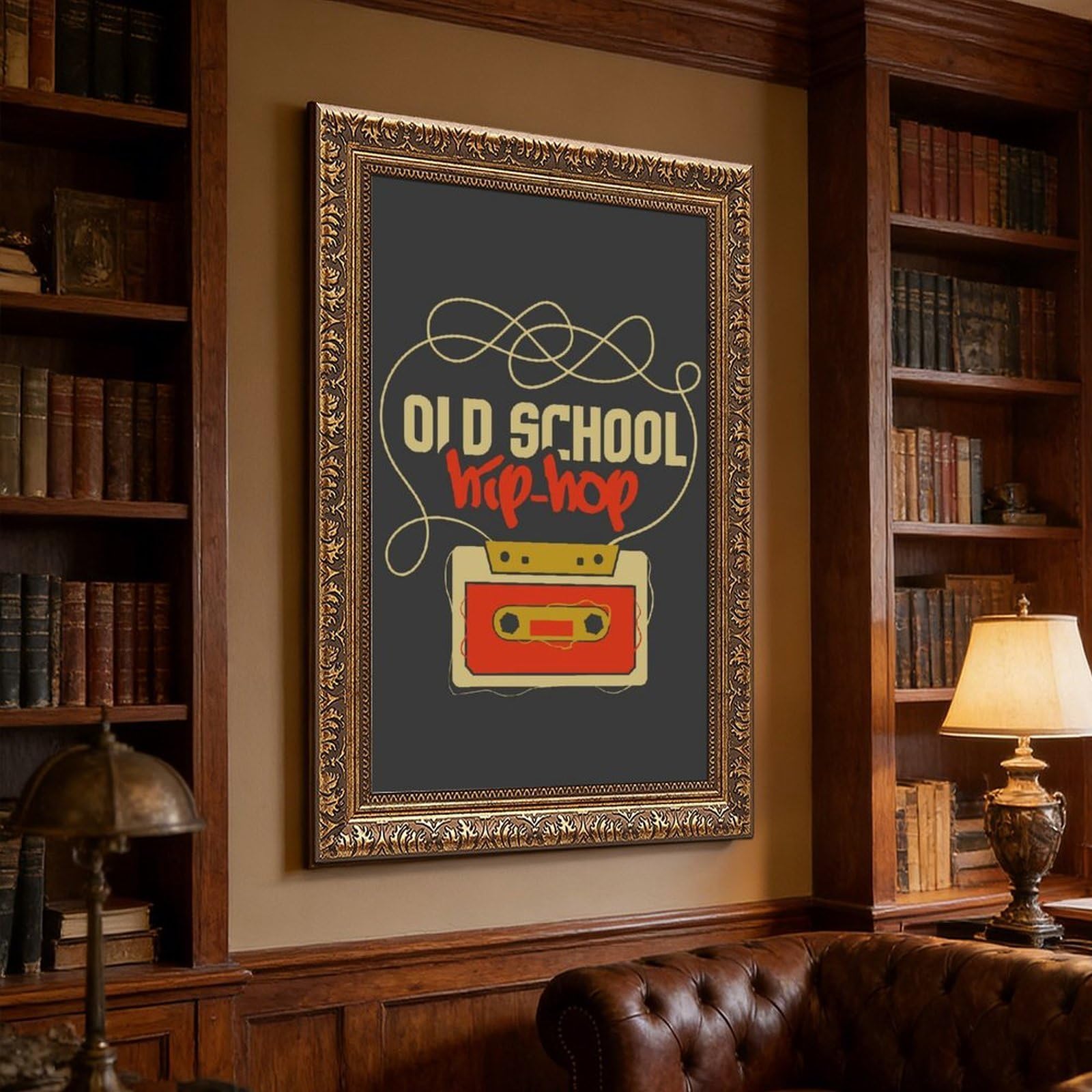Poster retrò Old School Hip Hop 4 poster su tela decorazione artistica da parete stampa dipinti per soggiorno camera da letto decorazione retrò cornice dorata: 40,6 cm L x 61 cm W
