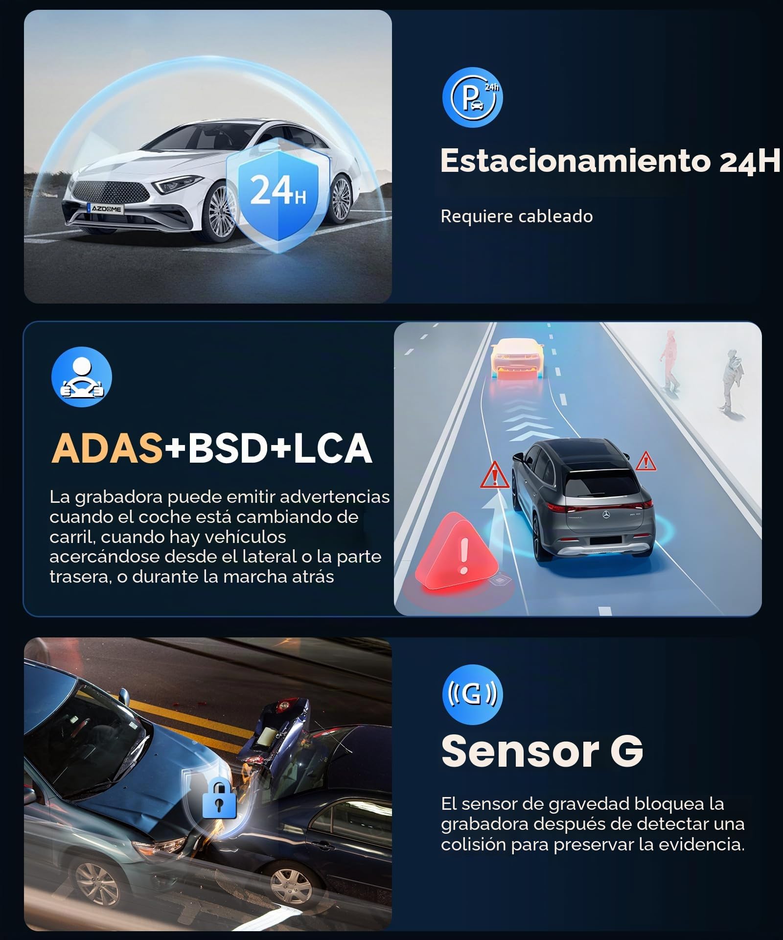VECHTEL 4K+2K Dashcam Coche Delantera y Trasera con WiFi 5G, 2*Cámara de Coche 1080P, Pantalla IPS de 3.16 Pulgadas, Monitoreo de Estacionamiento 24H, Visión Nocturna, Sensor G, con Tarjeta de 64GB