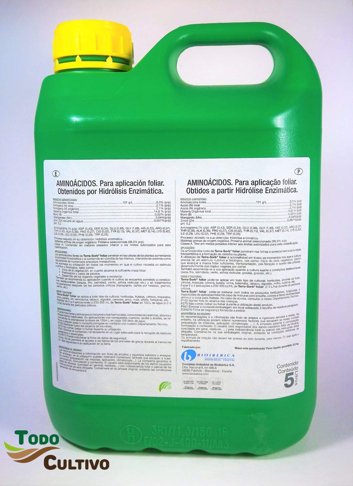 Terra-Sorb Abono foliar Rico en aminoácidos Riqueza Complex 5 litros. Corrector de carencias.