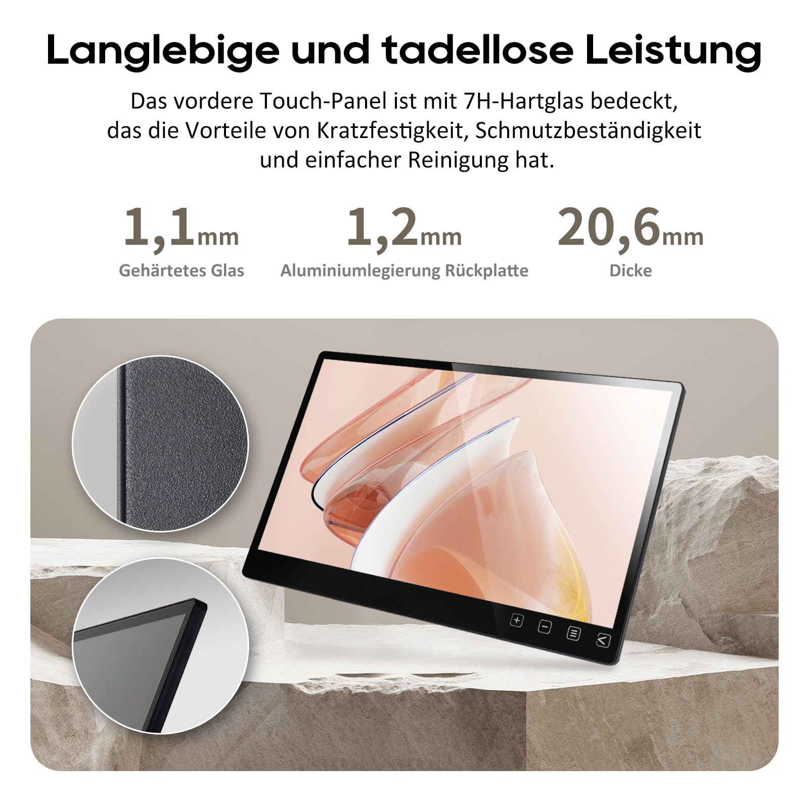 Gechic 15,6-calowy pojemnościowy ekran dotykowy monitor T152C, monitor KVM z 2 HDMI, 2 porty USB, monitor dotykowy FHD, ochrona przed odciskami palców, z VESA 75 x 75 do POS, kiosku, komputera