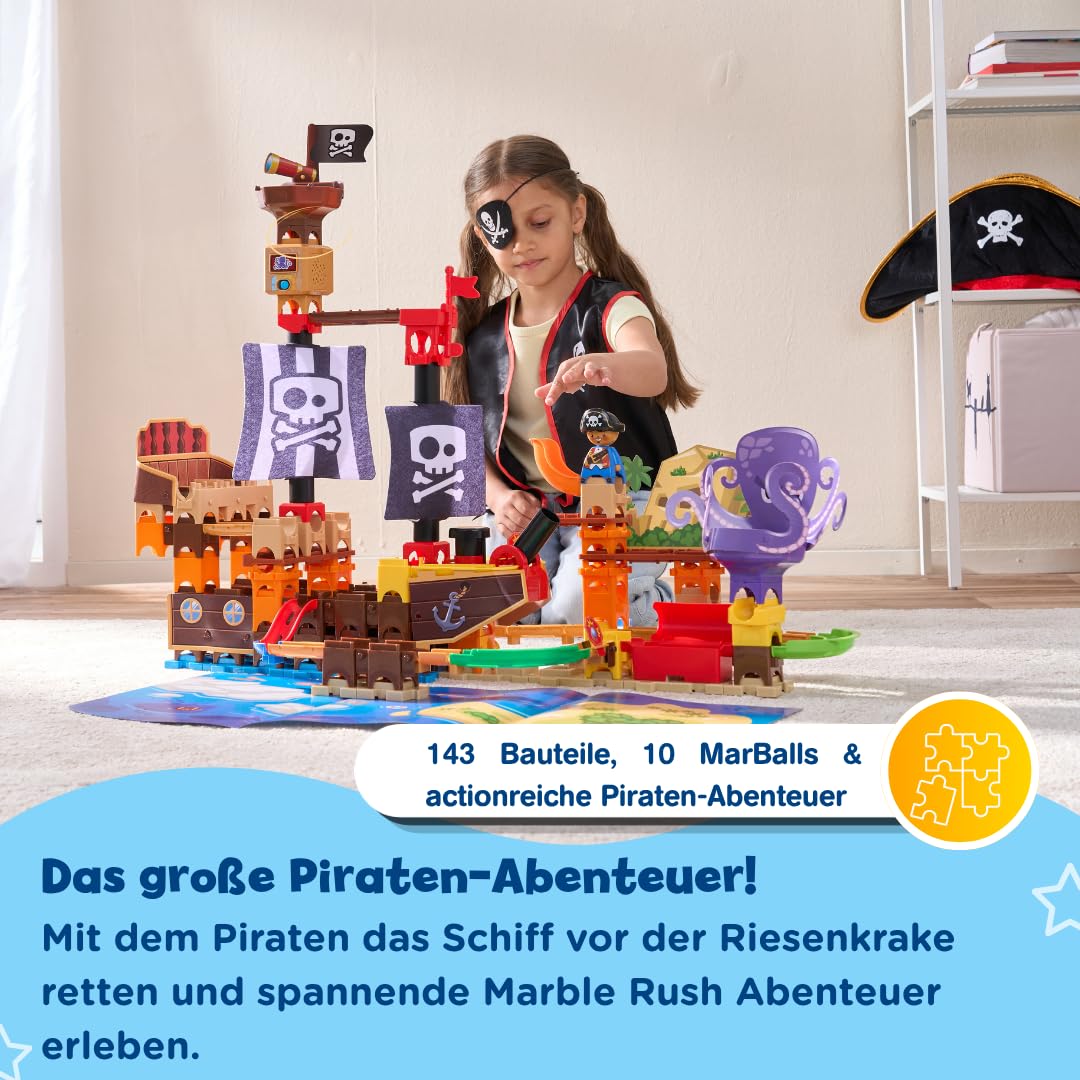 VTech Marble Rush Piratenschiff - 143 Teile Kugelbahn mit Kanone