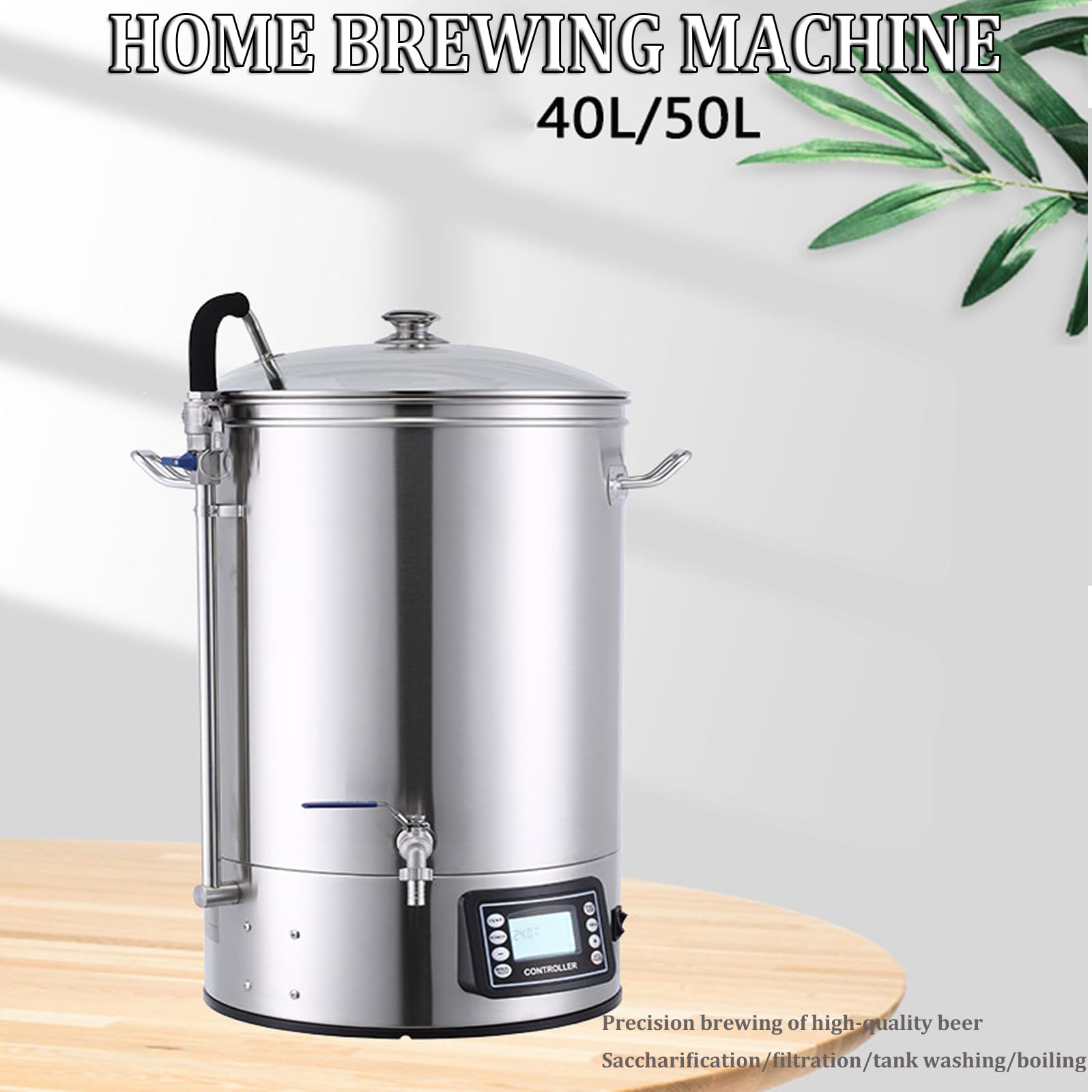 40L, sistema de preparación eléctrica de cerveza todo en uno, olla de acero inoxidable 304 de 10 galones, con panel de control electrónico totalmente inteligente