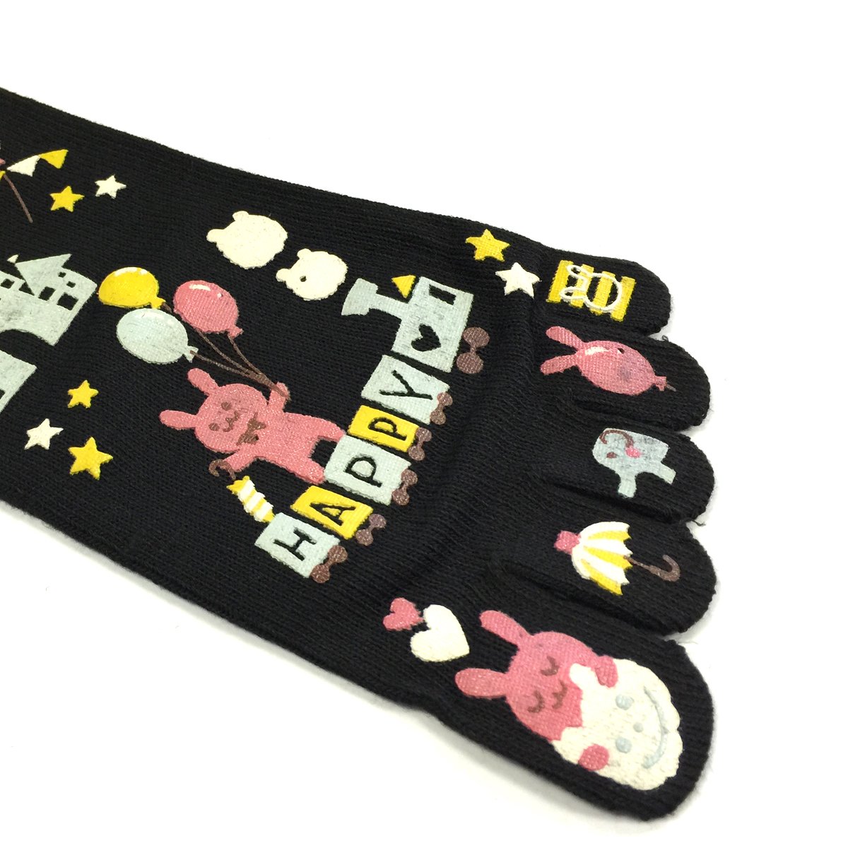 Wrapables Amusement Park Five Finger calcetines de dibujos animados calcetines de cinco dedos Set de 3, negro / rojo / gris
