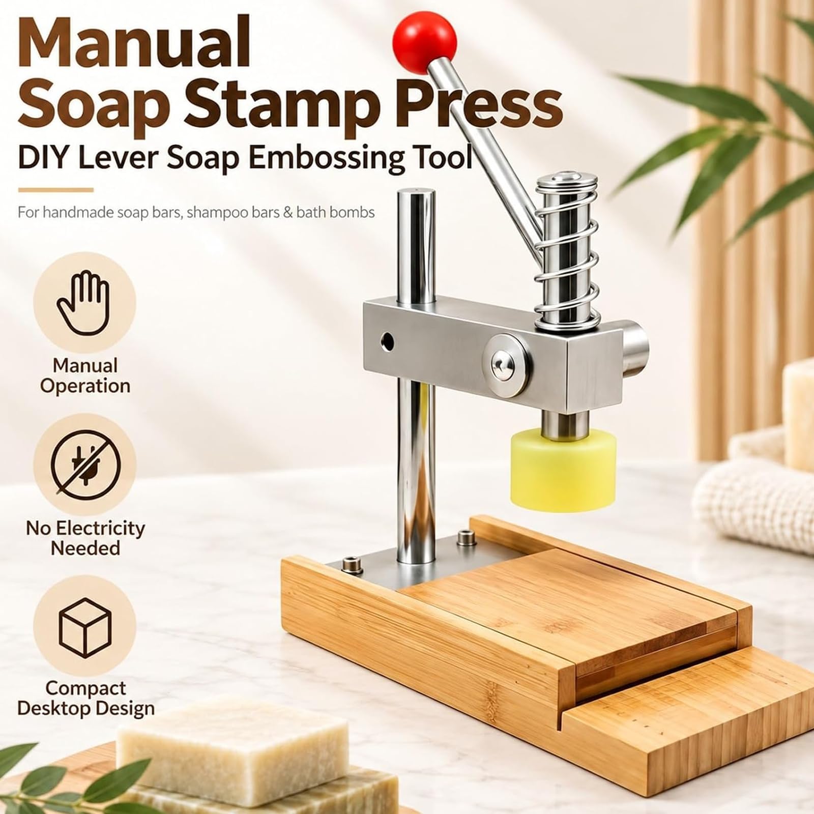 Prensa Manual para Sellos de Jabón/Máquina de Repujado para Bombas de Baño